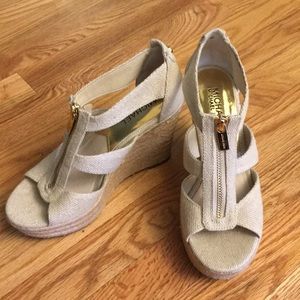 Michael Kors Canvas Wedge Heels Sz 5.5